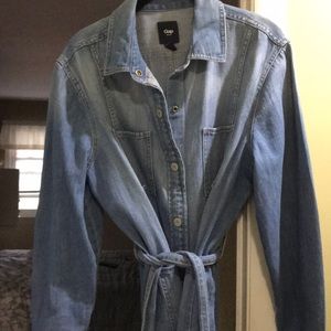 Denim wrap tie shirt